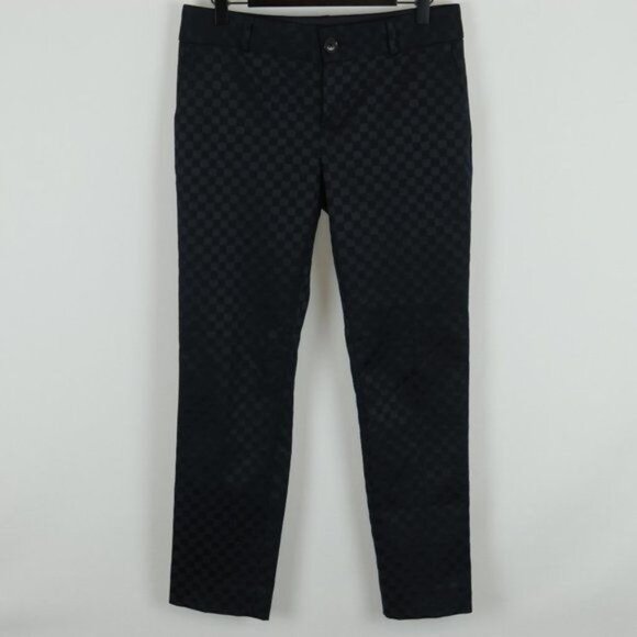 Banana Republic Hampton Women's Size 0 Navy Blue Checker Mid Rise Ankle Pants - Picture 1 of 9